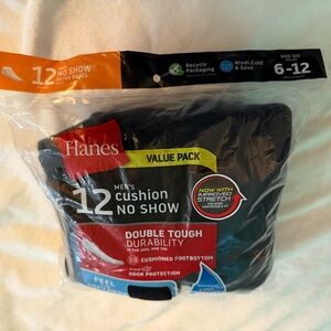 Men’s Hanes Black No Show Socks Size 6-12